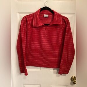 Columbia Red and Orange Striped Pullover lg petite